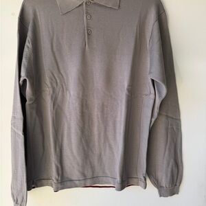 Bachrach Men's Charcoal Long Sleeve Polo Shirt